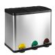Coș de gunoi inox 45L cu 3 compartimente, pedale colorate