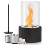 Șemineu de masă din oțel inoxidabil, negru, 27 x 16,5 x 16,5