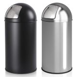 Jago Coș cu capac push, 50 L, oțel inoxidabil, negru