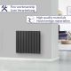 Radiator de perete orizontal antracit 819W, oțel, 600x614x69