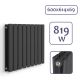 Radiator de perete orizontal antracit 819W, oțel, 600x614x69
