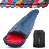 Sac de dormit outdoor, puf de rață, 230x80x50 cm, albastru