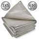 JAGO Prelata 650 g/m², ochiuri de aluminiu, gri, 3 x 5 m