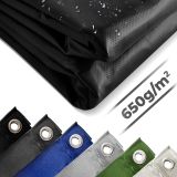 JAGO Prelata 650 g/m², ochiuri de aluminiu, negru, 5 x 7 m