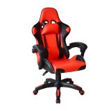 Scaun de birou ergonomic cu perne, negru-roșu