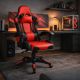 Scaun de birou ergonomic cu perne, negru-roșu