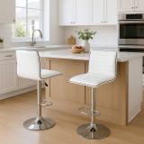 Set de 2 scaune de bar albe - moderne, reglabile pe înălțime