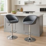 Set 2 scaune de bar antracit, reglabile pe înălțime, cu spăt