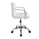 Scaun de birou rotativ cu brațe cromate, alb