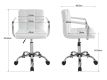Scaun de birou rotativ cu brațe cromate, alb