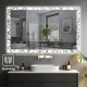 Oglindă LED baie 90x70 cm cu iluminare, dezaburire și ceas