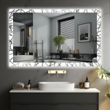 Oglindă LED baie 90x70 cm cu iluminare, dezaburire și ceas