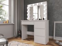 Masa toaleta cu oglindă de machiaj LED albă