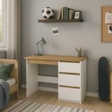 Birou scandinav alb cu decor stejar craft, pentru copii – id