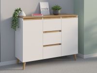 Comoda cu sertare 120 cm, alb / stejar
