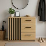 Comodă Loft cu 3 sertare 80 cm, stejar artizanal