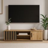 Mobilier din lemn pentru TV cu raft și ușă, 140 cm