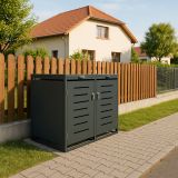 Adăpost metalic pentru 2 pubele, antracit, 132×116×80 cm