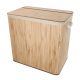 Coș mare de rufe din bambus, 150 l, cu capac, cu trei compar