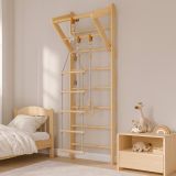 Scări din lemn pentru copii cu bară, cercuri, scară din frân