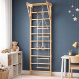 Scări din lemn pentru copii cu bară, cercuri, scară din frân