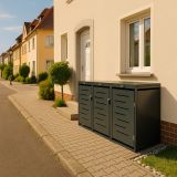 Adăpost metalic pentru 3 pubele, antracit, 197×116×80 cm