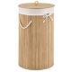 Coș de rufe rotund din bambus, 55 l, cu capac și sac