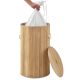 Coș de rufe rotund din bambus, 55 l, cu capac și sac