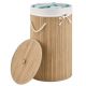 Coș de rufe rotund din bambus, 55 l, cu capac și sac