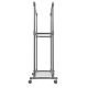 Suport metalic pentru haine pe roți, 2 bare + rafturi
