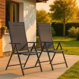 Set 2 scaune de grădină pliabile Calena, antracit, cu spătar