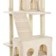 Stâlp de zgâriat pentru pisici, 170 cm, cu paturi, căsuțe și