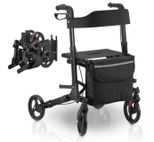 Cadru de mers pliabil Vital cu scaun și geantă, aluminiu, fr