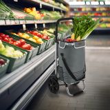 Cărucior de cumpărături gri cu 2 roți, design modern, 25 kg