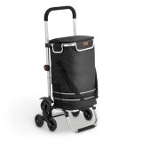 Cărucior de cumpărături pliabil cu 6 roți, cadru aluminiu,