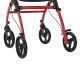 Carucior de mers roșu cu roți pivotante și geantă