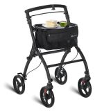 Carucior de mers modern cu roți pivotante și accesorii utile