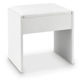 Scaun cosmetic Melly alb, pernă din piele ecologică, 45x38x