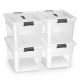 Set 4 cutii organizare plastic semitransparente cu capac 30L