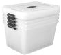 Set 4 cutii organizare plastic semitransparente cu capac 30L
