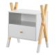 Noptieră copii albă cu sertar și poliță, design modern, 50x