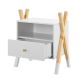 Noptieră copii albă cu sertar și poliță, design modern, 50x