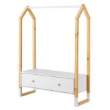 Cuier pentru copii din lemn de pin și MDF alb, 110x90x40 cm