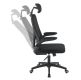 Scaun de birou ergonomic cu suport lombar și tetieră, negru