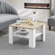 Masă de cafea modernă albă cu raft, 60x60x45 cm, suprafață u