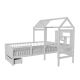Pat pentru copii tip căsuță Yari cu sertare și birou, alb