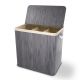 Coș de rufe cu 3 compartimente, bambus, 150L, gri