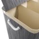 Coș de rufe cu 3 compartimente, bambus, 150L, gri