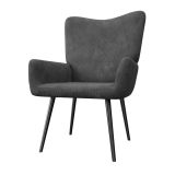 Fotoliu modern gri cu spătar înalt și structură din oțel