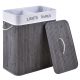 Coș rufe 2 compartimente, bambus, design gri, 100L